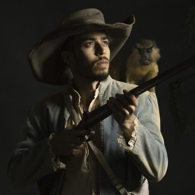 chasseur 19eme avec fusil et singe